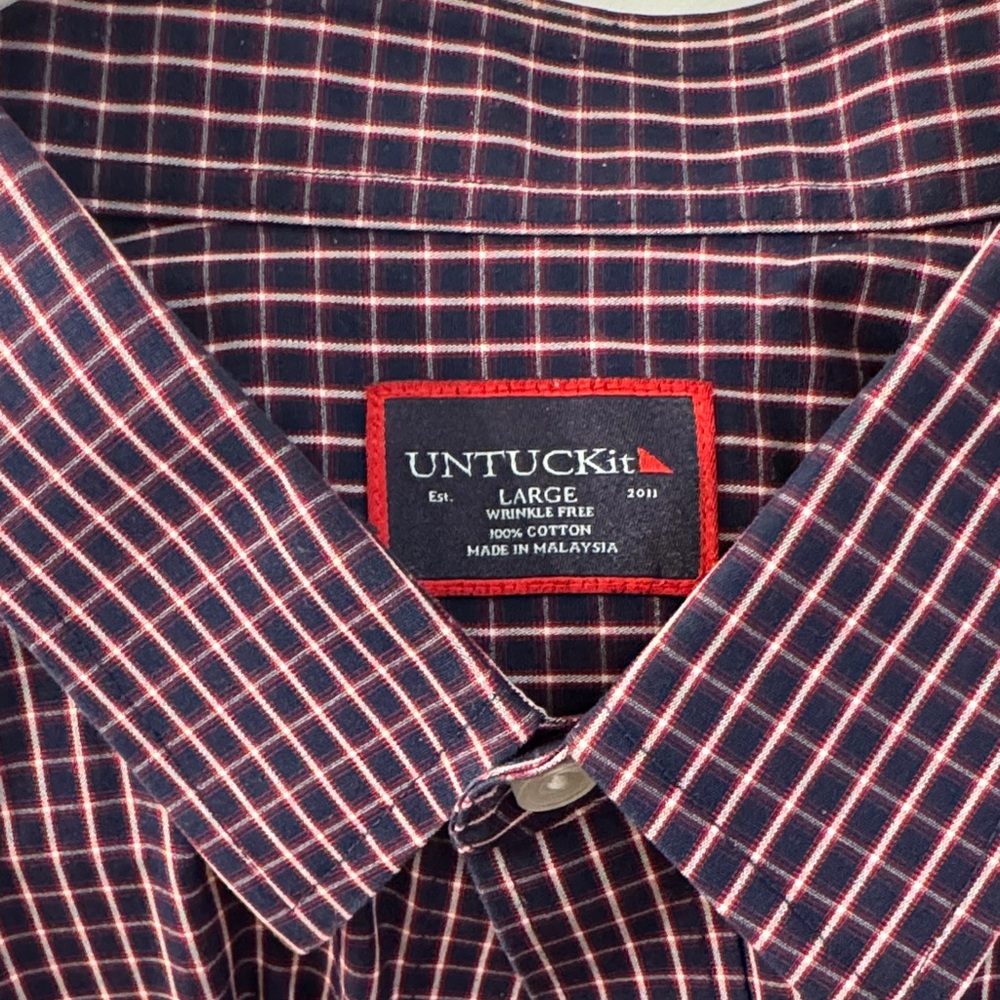 UNTUCKit Men's Blue and Red Plaid Shirt